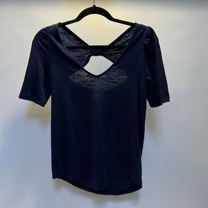 NEW Meadow Rue Anthropologie Navy Bow Back Shirt